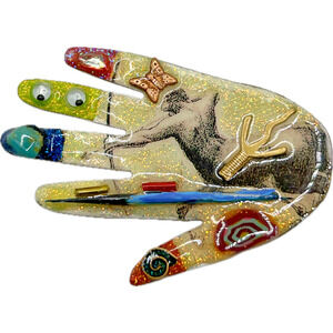 L. Whitaker 1993 Vintage SATYR Brooch Hand Greek Mythology Man Horse Artesian